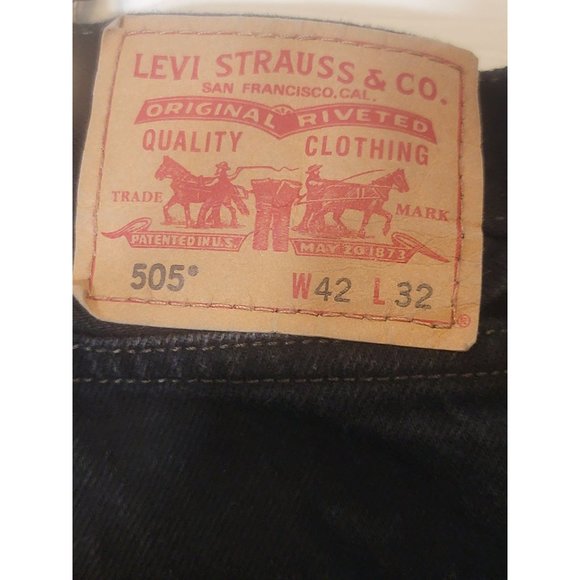 Levis 505 Jeans Black Denim Straight Leg Size 42X32 Men's - Picture 8 of 9